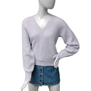 Athleta Layover V-neck Sweater Merino Wool Oxalis Violet Color Size XS